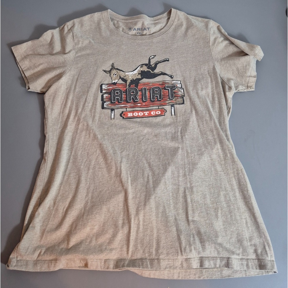 Ariat Lot of Two Womens T-Shirts XXL Light Brown, Brown Western - Picture 5 of 7
